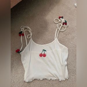 cherry crop tank with adjustable straps
